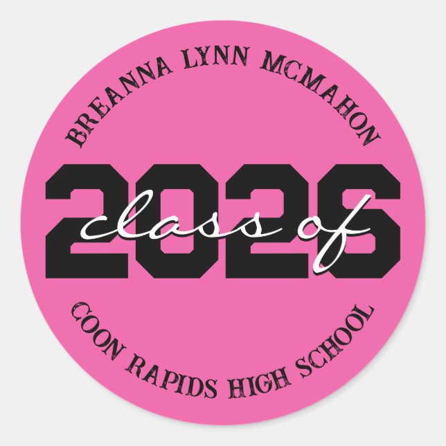 Adesivos de Conclusão Personalizados Rosa Quente e (Frente)