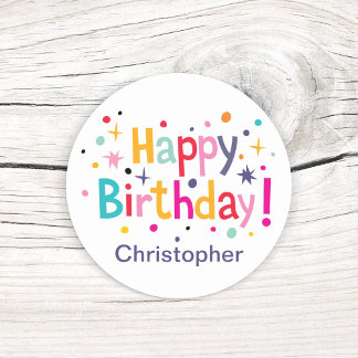 Adesivos de Confete de Aniversário Retrô