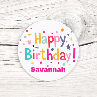 Adesivos de Confete de Aniversário Retrô