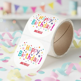 Adesivos de Confetes de Aniversário Retrô