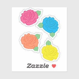 Adesivos de Contorno de Rosas Neon
