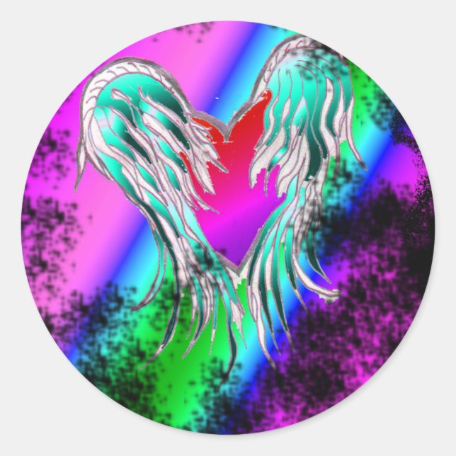 adesivos de coração de asa azul (Frente)