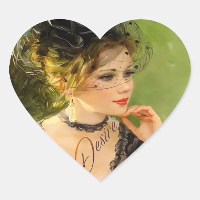 Adesivos de Coração de Dama Bonita (Frente)