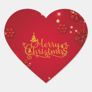Adesivos de Coração de Natal Elegantes Vermelho e
