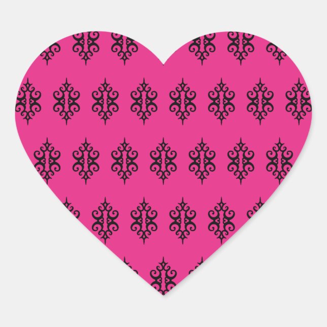 Adesivos de Coração de Renda Rosa Vibrante (Frente)