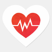 Adesivos de Coração EKG Médico Vermelho