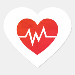Adesivos de Coração EKG Médico Vermelho