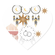 Adesivos de Coração para Casamento Boho Dreamcatch