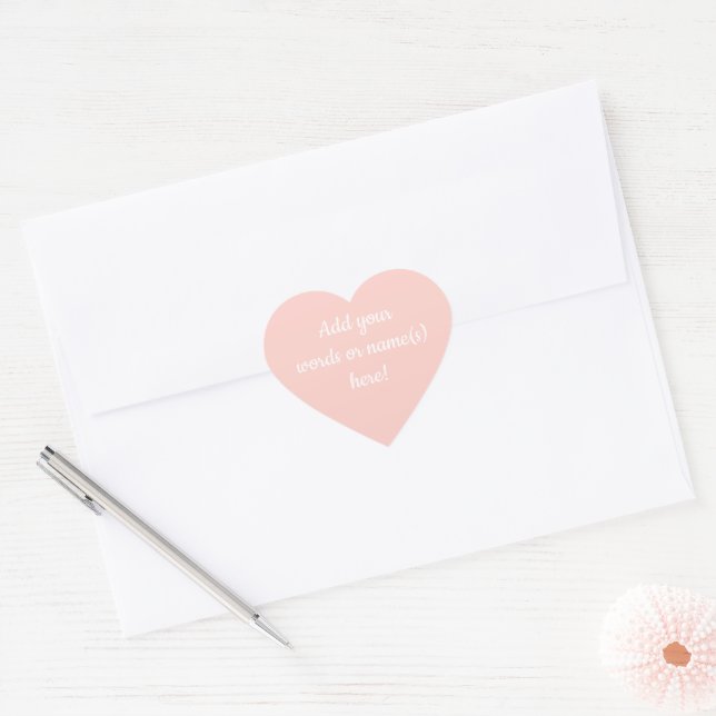 Adesivos de Coração Rosa Pastel Personalizados (Envelope)