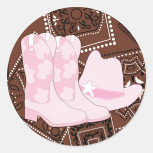 Adesivos de Cowgirl Rosa Marrom