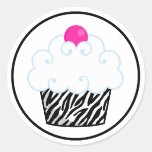 Adesivos de Cupcake Pink Zebra