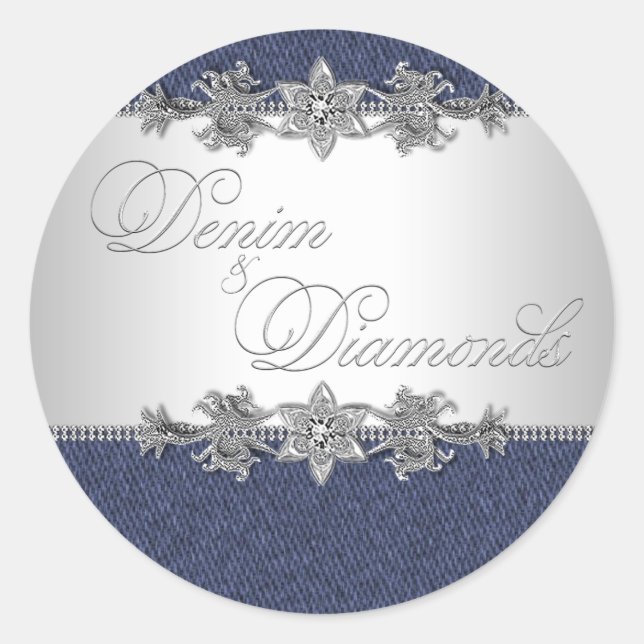 Adesivos de Denim Elegante e Diamantes (Frente)