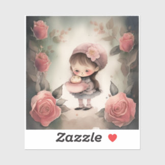 adesivos de desenho animado de menina fofa