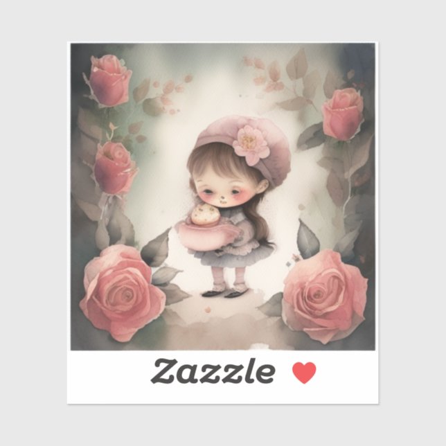 adesivos de desenho animado de menina fofa (Folha)