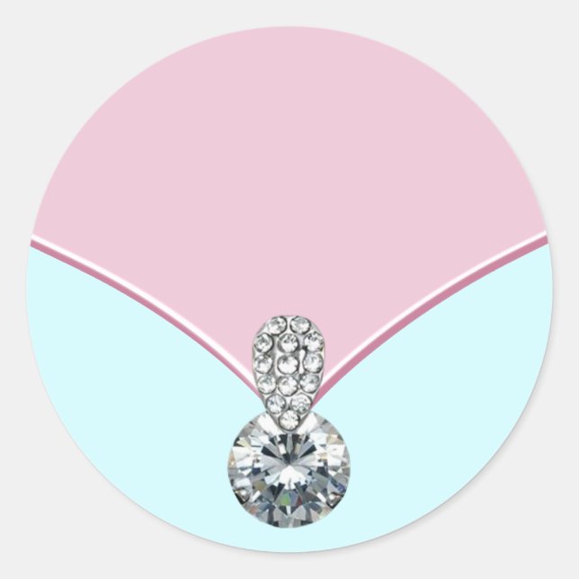 Adesivos de Diamante Rosa Azul Turquesa Elegantes (Frente)