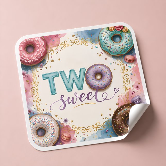 Adesivos de Donut Rosa com Confeitos para Aniversá (Criador carregado)