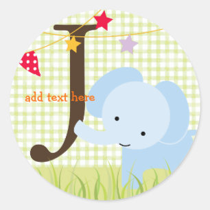 Adesivos de elefante azul/monograma de adição
