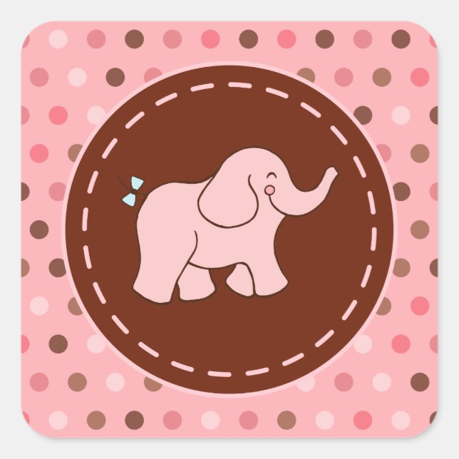 Adesivos de Elefante para Bebês Rosa (Frente)