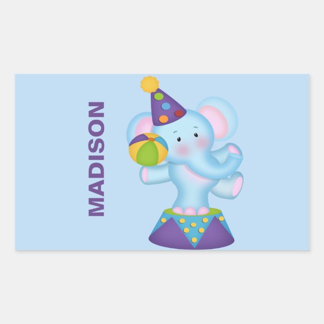Adesivos de elefante personalizados do circo (Frente)