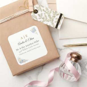 Adesivos de Endereço de Casamento Elegantes   Flor