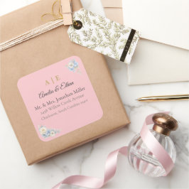 Adesivos de Endereço de Casamento Elegantes | Flor