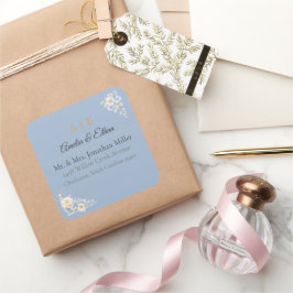 Adesivos de Endereço de Casamento Elegantes | Flor