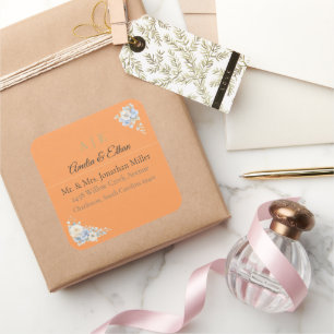 Adesivos de Endereço de Casamento Elegantes Flor