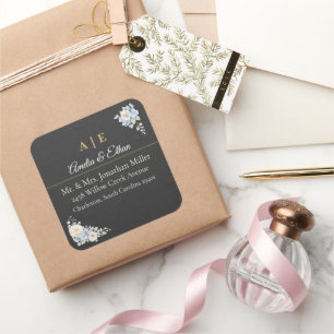 Adesivos de Endereço de Casamento Elegantes Flor