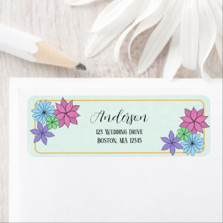 Adesivos de Endereço de Devolução de Flor Desenhad