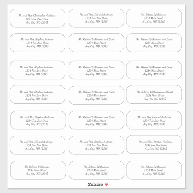 Adesivos de Endereço para Envelope de Casamento (Folha)