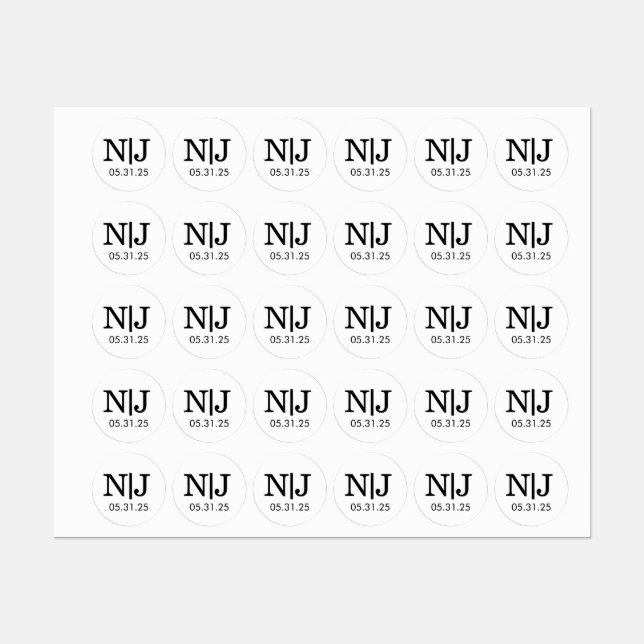 Adesivos de Envelope de Monograma de Casamento (Folha)