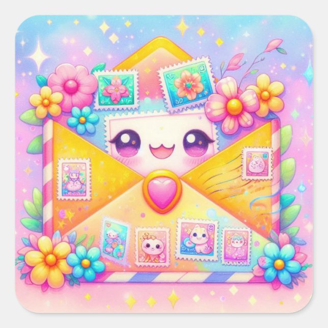 Adesivos de Envelope Kawaii Snail Mail (Frente)