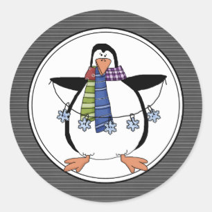 Adesivos de Envelopes de Natal de Pinguim