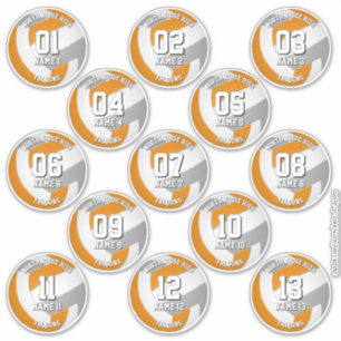 adesivos de equipe de vôlei laranja cinza 13 atlet