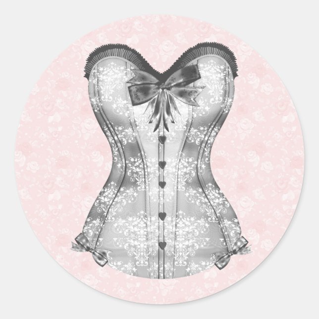 Adesivos de espartilho de rosa cor-de-rosa elegant (Frente)