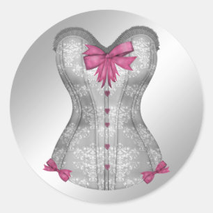 Adesivos de espartilho rosa e cinza elegantes