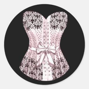 Adesivos de espartilho rosa e preto elegantes