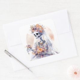 Adesivos de Esqueleto em Aquarela de Halloween