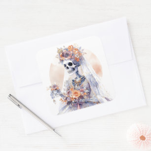 Adesivos de Esqueleto em Aquarela de Halloween