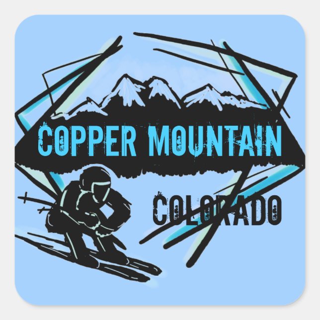 Adesivos de esqui azuis da Copper Mountain Colorad (Frente)