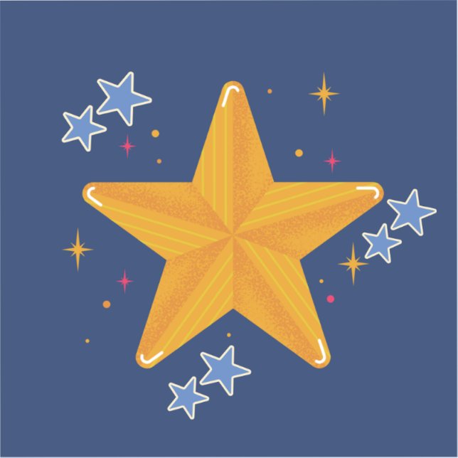 Adesivos de Estrela Amarela e Azul (Frente)