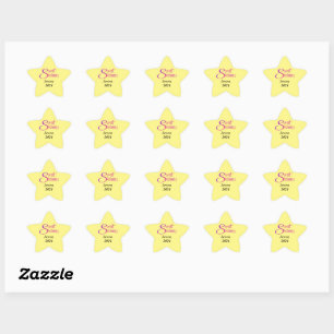 Adesivos de Estrela com Nome e Ano do Sweet Sixtee