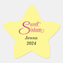 Adesivos de Estrela com Nome e Ano para Sweet Sixt