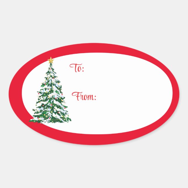 Adesivos de Etiqueta de Presente de Natal - Árvore (Frente)