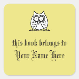 Adesivos de Ex-Libris da Coruja de Olhos Grandes A