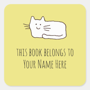 Adesivos de Ex-libris de Gato de Desenho Animado A