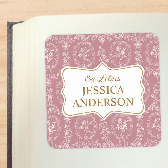 Adesivos de Ex Libris Floral Rococó Vintage (Criador carregado)
