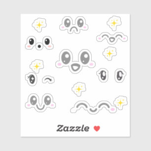 Adesivos de Expressão Facial Kawaii
