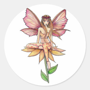 Adesivos de Fada de Flor Rosa e Amarela