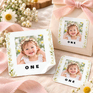 Adesivos de Favor de Aniversário de 1 Ano com Foto